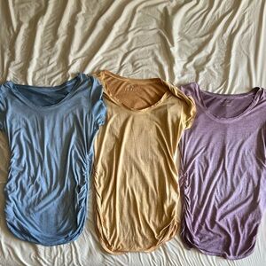 LOT OF 3 Motherhood Maternity Distressed Short Sleeve Tops Side Ruching Medium